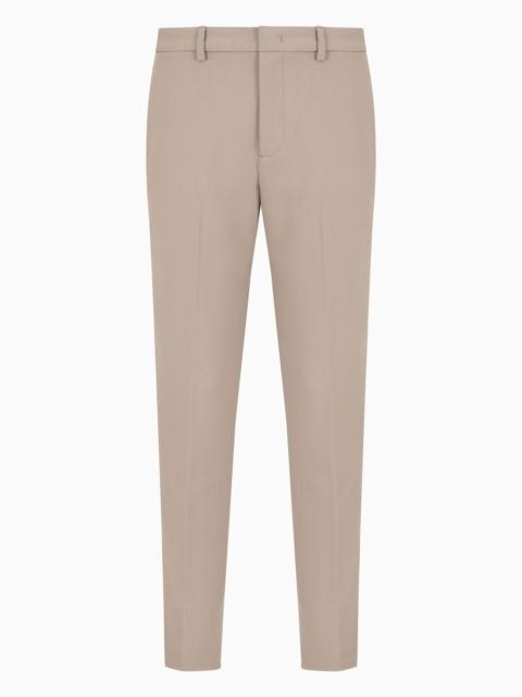Viscose-blend elasticated-waist trousers
