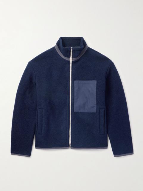 Cotton-Trimmed Brushed-Wool Jacket Navy