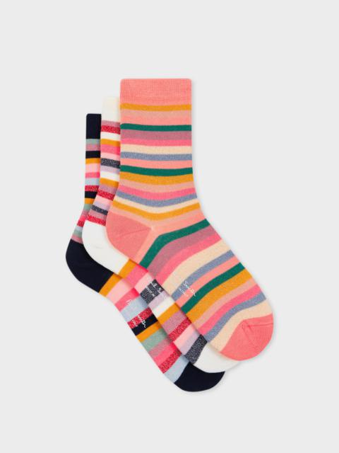 Women's Lurex 'Swirl Stripe' Socks Three Pack
