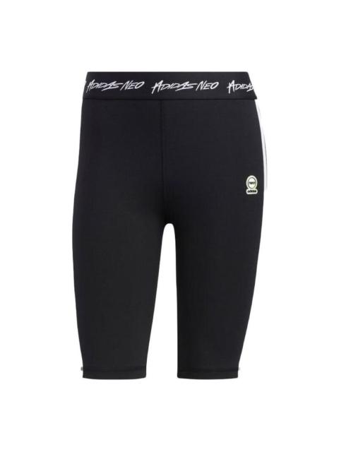 (WMNS) adidas Neo 3-Stripes Yoga Short Legging 'Black White' HN0033