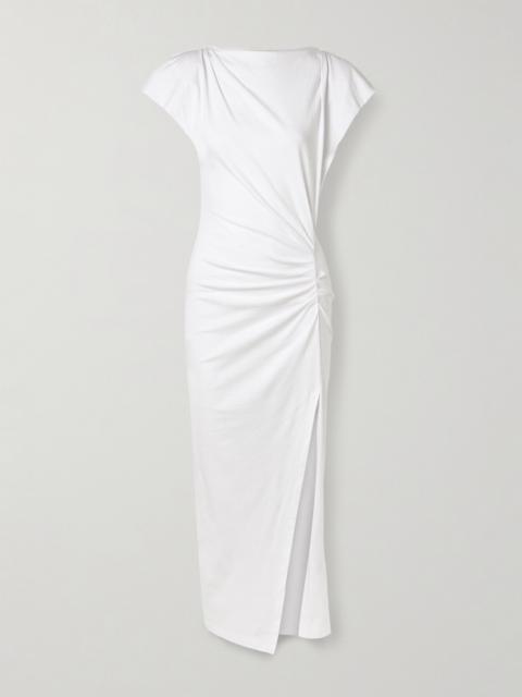 Nadela Asymmetric Gathered Cotton-jersey Maxi Dress