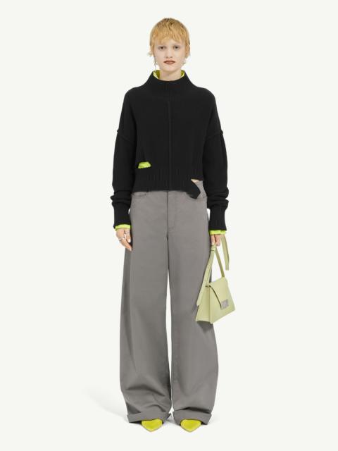 Gauge Black Boxy Distressed Jumper