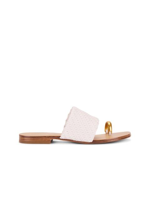 Ariana Woven Leather Sandal With Metal Toe Ring
