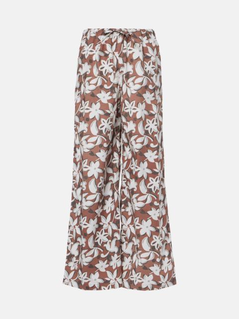 Freja floral cotton wide-leg pants