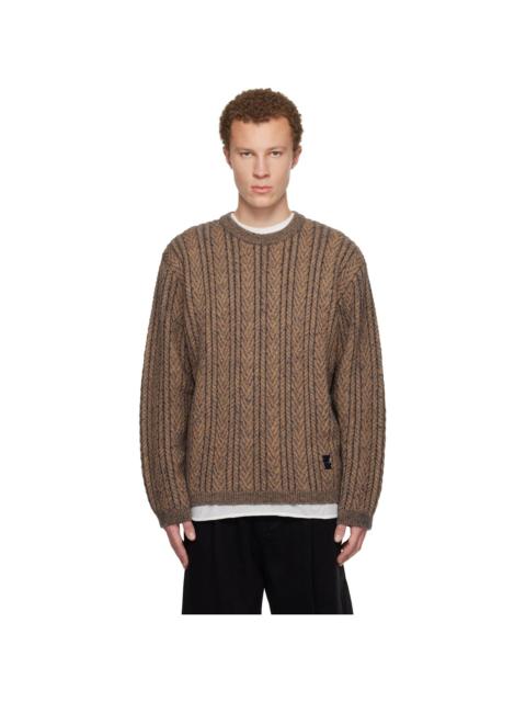 Brown Wool Blend Herringbone Sweater