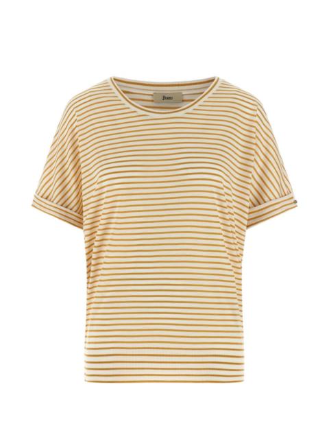 striped cuffed-sleeves T-shirt