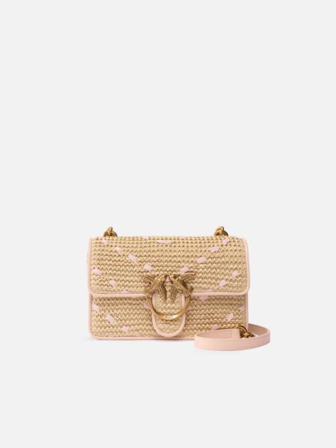 MINI LOVE BAG ONE LIGHT SMALL HANDBAG IN CHEVRON RAFFIA AND LEATHER