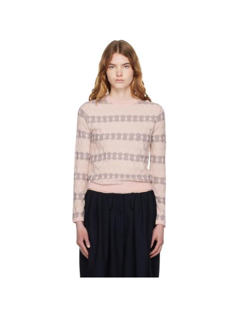 Pink Jacquard Pullover Sweater