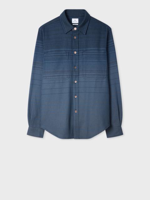 Dark Blue Gradient Check Cotton Shirt