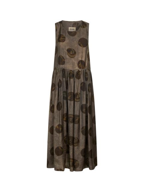 Grey brown printed moulay Ardal midi dress