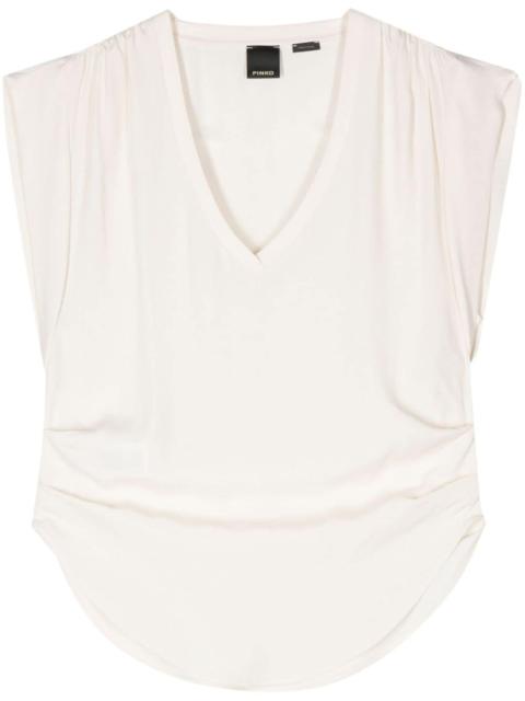 gathered sleeveless blouse