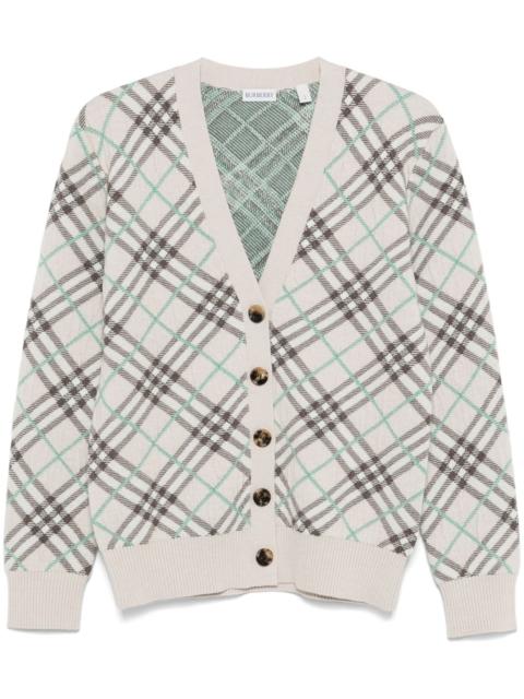 checked cardigan