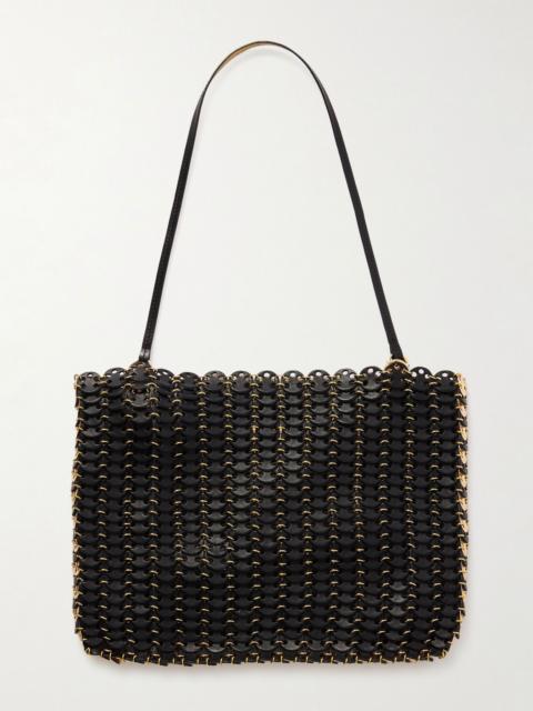 Reversible chainmail-embellished leather shoulder bag Black