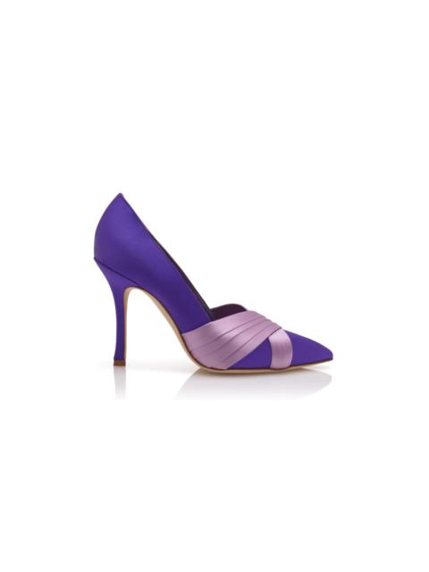 Purple Satin Pleated Detail Pumps