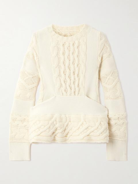 Paneled Cable-knit Wool Sweater