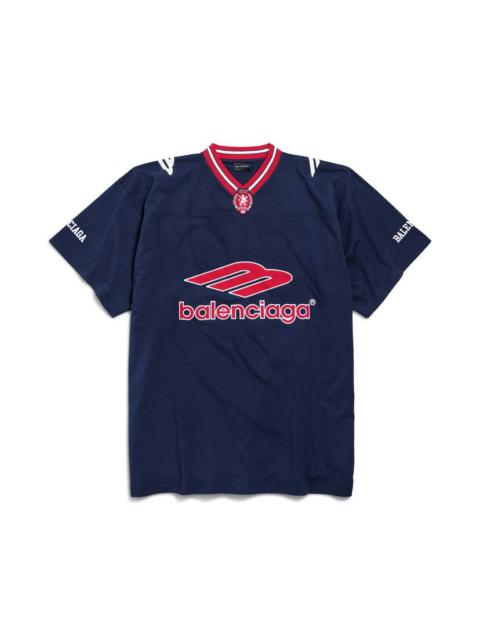 Men's 3b Football V-neck T-shirt Oversized in Dark Navy/red
