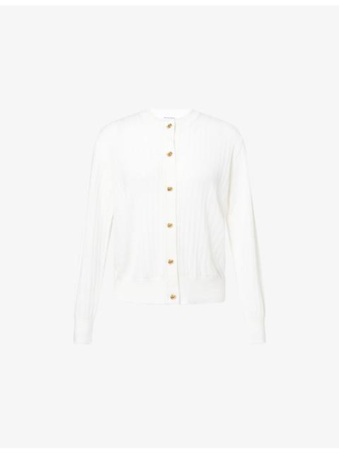 Rib Knot-Button Wool Knitted Cardigan