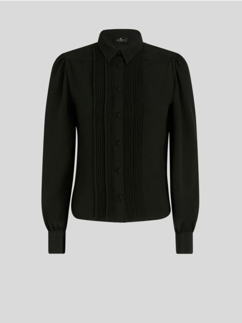 PLEATED SILK SHIRT