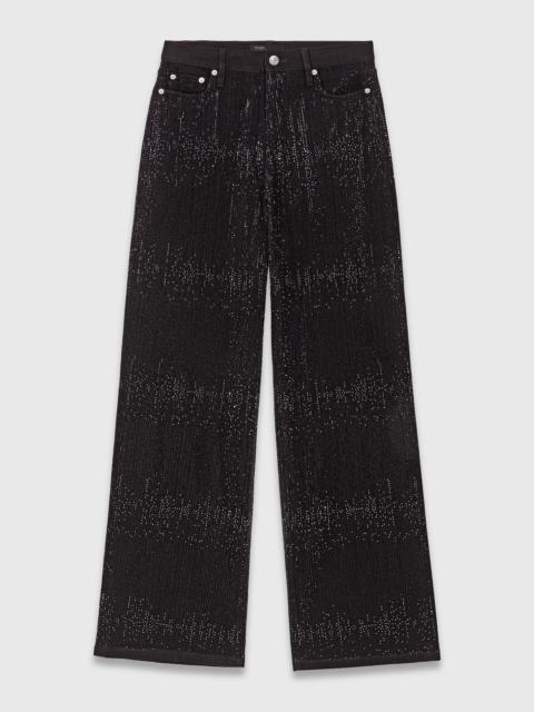 Wide-leg rhinestone jeans