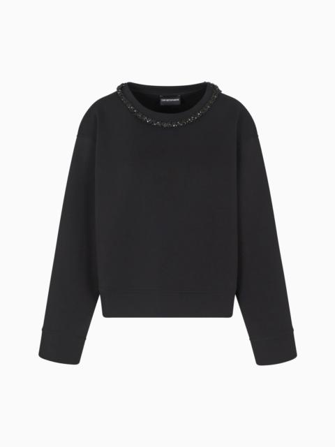 ASV DOUBLE-JERSEY CREW-NECK SWEATSHIRT WITH RHINESTONE DETAIL