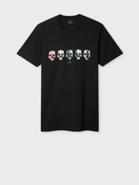 Slim-Fit Black 'Multicolour Skull' T-Shirt