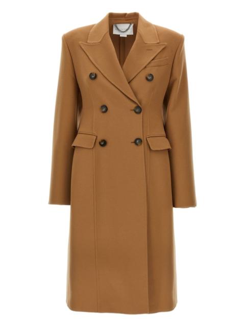 peak-lapel double-breasted wool coat