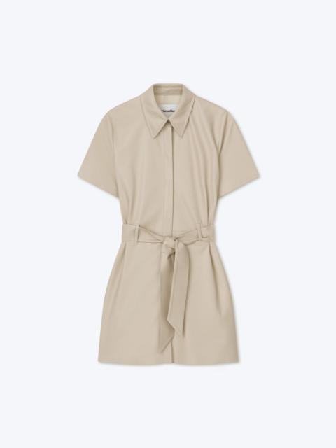 HALLI - OKOBOR™ alt-leather shirt dress - Creme