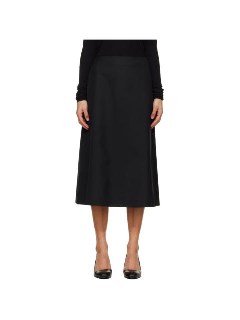 Black Wool Midi Skirt