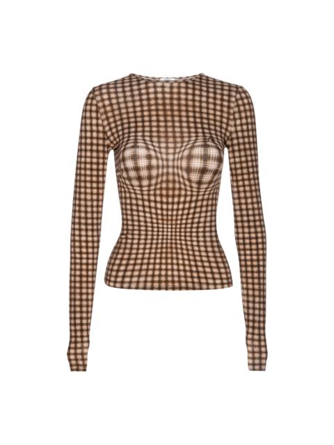 LONG SLEEVE TOP - WARPED PLAID