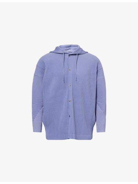 Slip-Pocket Pleated Knit Hoodie
