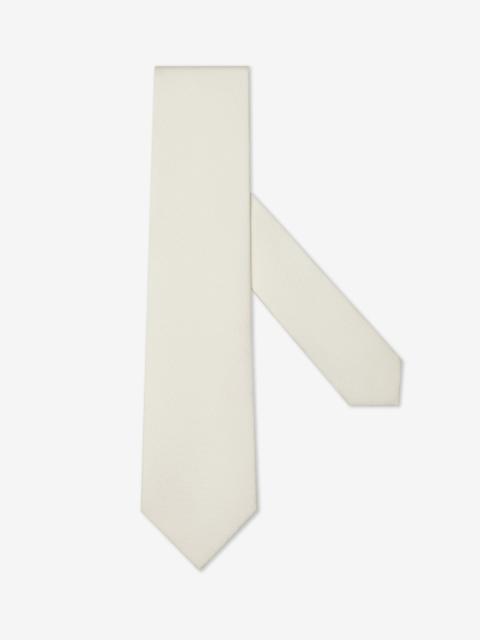 White pure silk tie