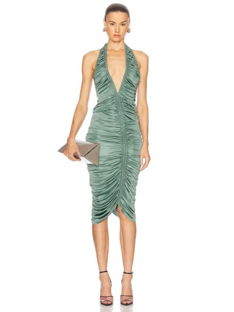 Ruched Asymmetric Midi Dress