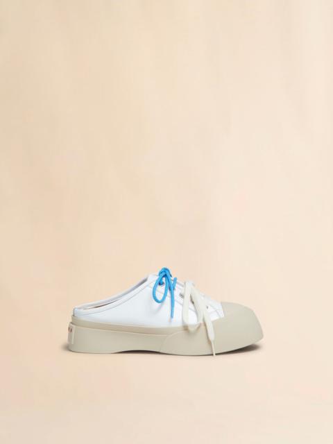 WHITE LEATHER PABLO LACE-UP SABOT