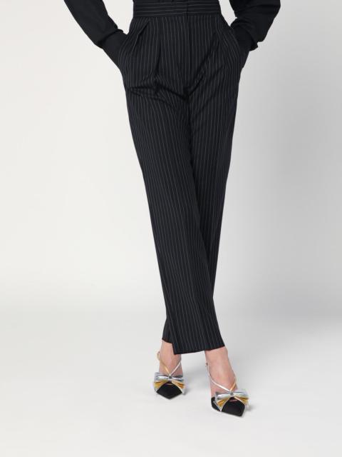Black pinstriped wool trousers