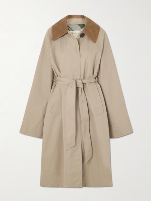 Reagan Belted Corduroy-trimmed Cotton-blend Twill Trench Coat