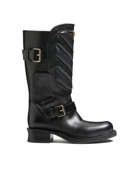 40mm Rayons chevron leather biker boots