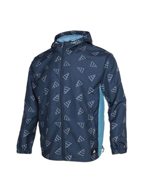 adidas Men's Logo Print Hooded Jacket Blue GP1826
