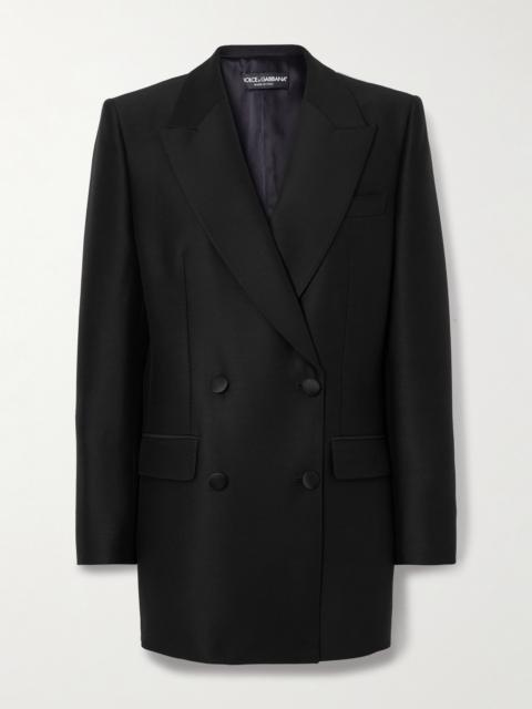 Double-breasted Wool And Silk-blend Satin Blazer