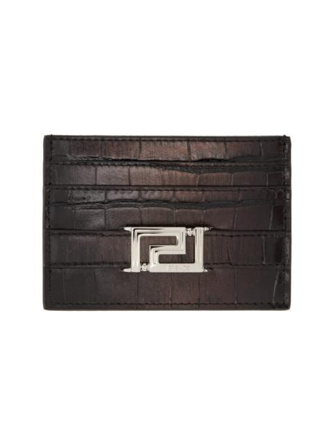 Brown Embossing Degrade Croco Card Holder