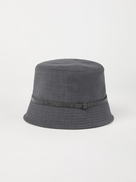 Tropical luxury wool bucket hat with shiny band
