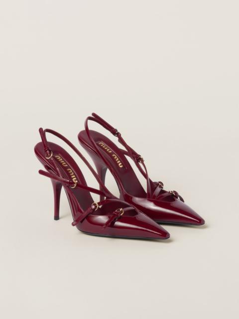 Patent leather slingbacks with buckles