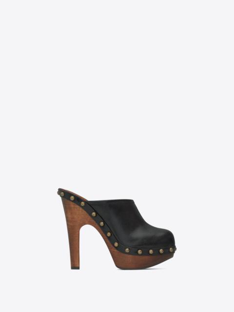 joan platform clogs in smooth leather and wood