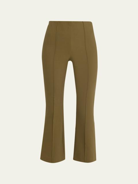 Cropped Flare-Leg Pintuck Pants