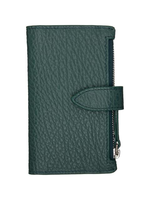 Green Four Stitches Zip Card Holder