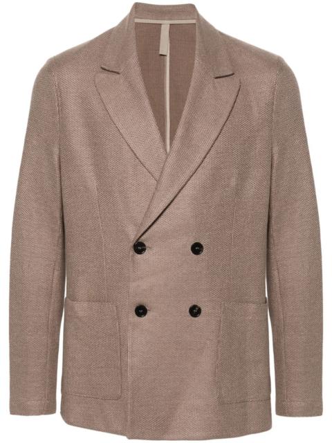 honeycomb-knit double-breasted blazer