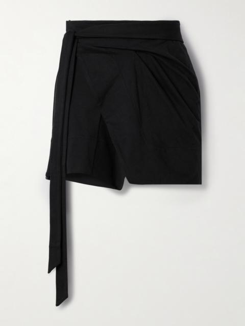 Berenice Asymmetric Draped Cotton-jersey Mini Wrap Skirt