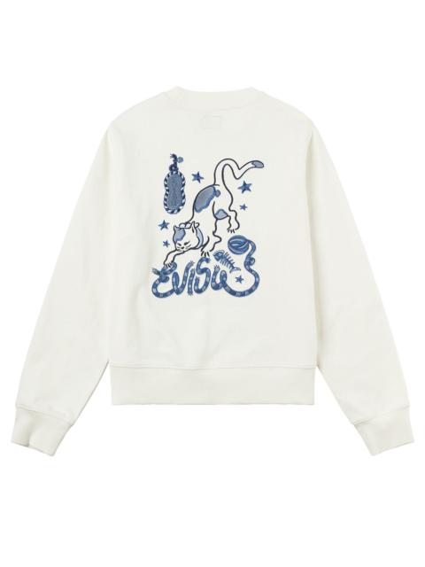 Cat and Logo Embroidery Regular Fit Sweatshirt