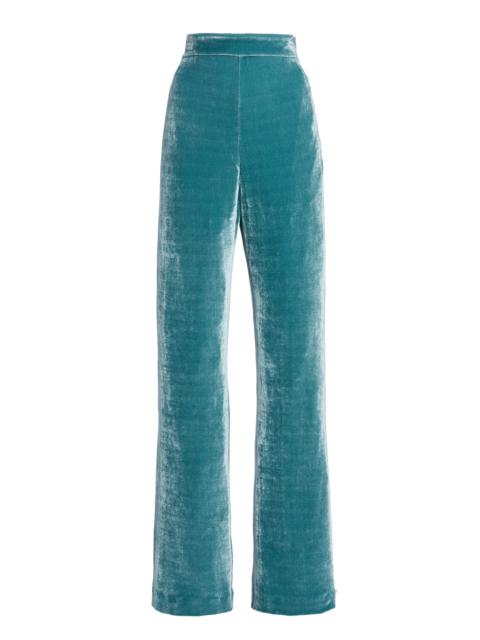 Velvet Straight-Leg Pants green