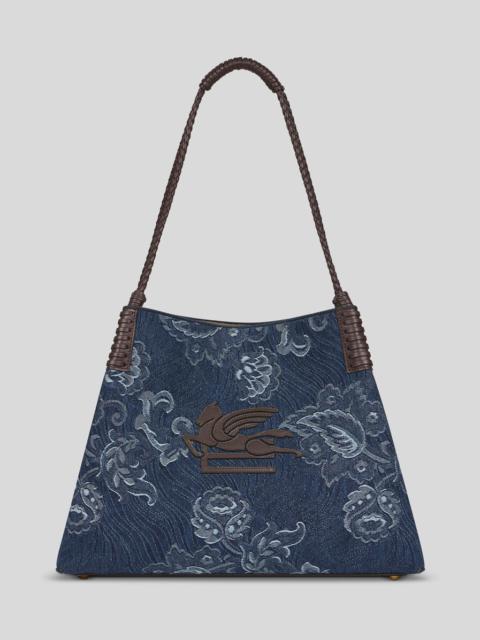 MEDIUM LIBRA TOTE BAG IN JACQUARD DENIM