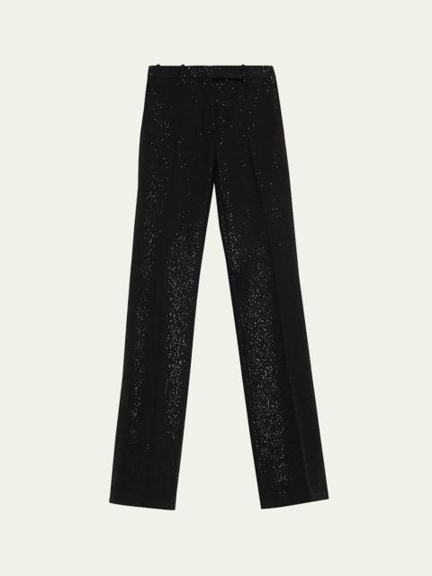 Sequined Crepe Straight-Leg Pants